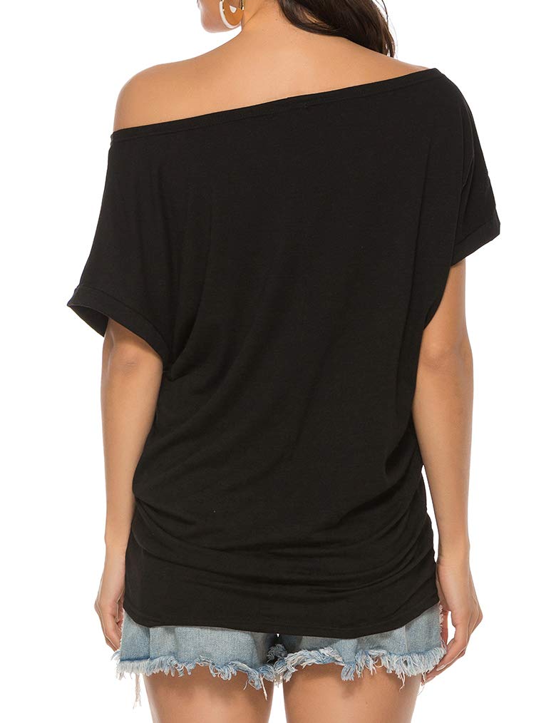 Poetsky Short Sleeve Tunic for Women Summer Tops 2025 Trendy, Black, S - Image 2